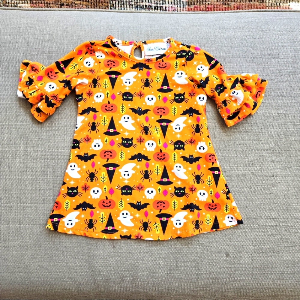 Baby's Orange, Black, White Halloween Dress, Size 18 Month